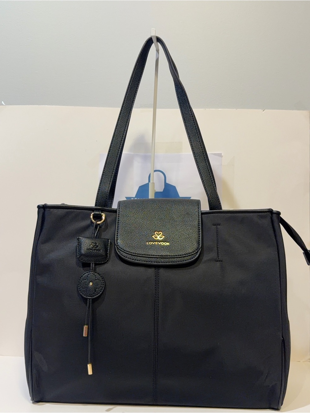 NWOT Lovevook Black Nylon Laptop Tote Bag